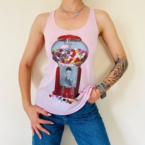 Gumball Vending Machine Candy Chewing Gum Pink Tank Top